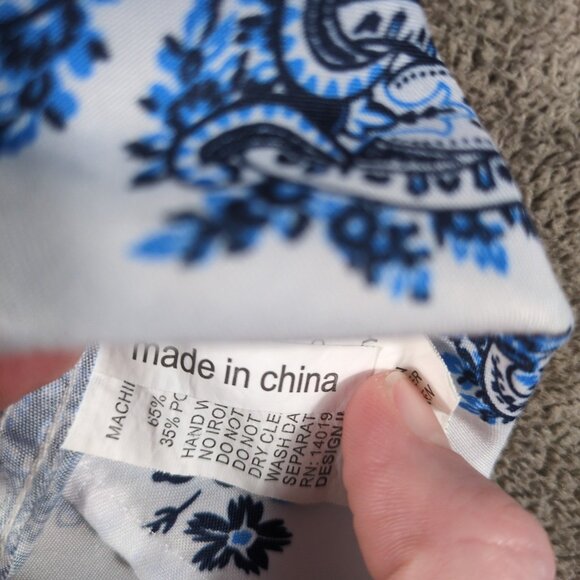 Silver Stone Shirt Mens Small White Blue Paisley Cotton Modern Fit Button Up - Picture 5 of 9